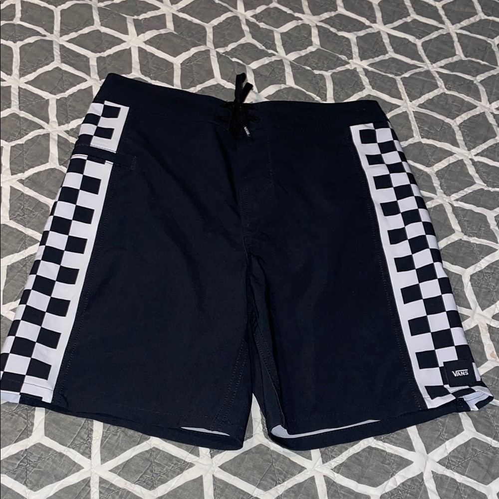 VANS Black and White Checkered Board Shorts.